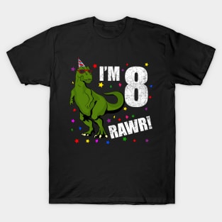 Bday Kids 8 Years Old Dinosaur Birthday T-Shirt